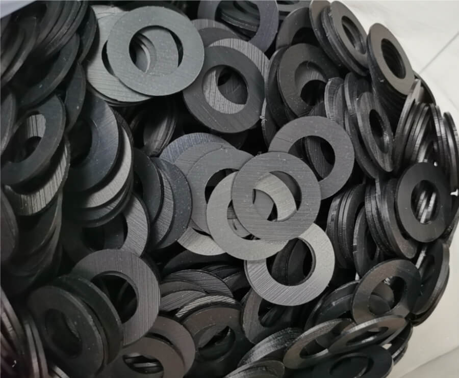 Black UHMW plastic gasket for industrial applications