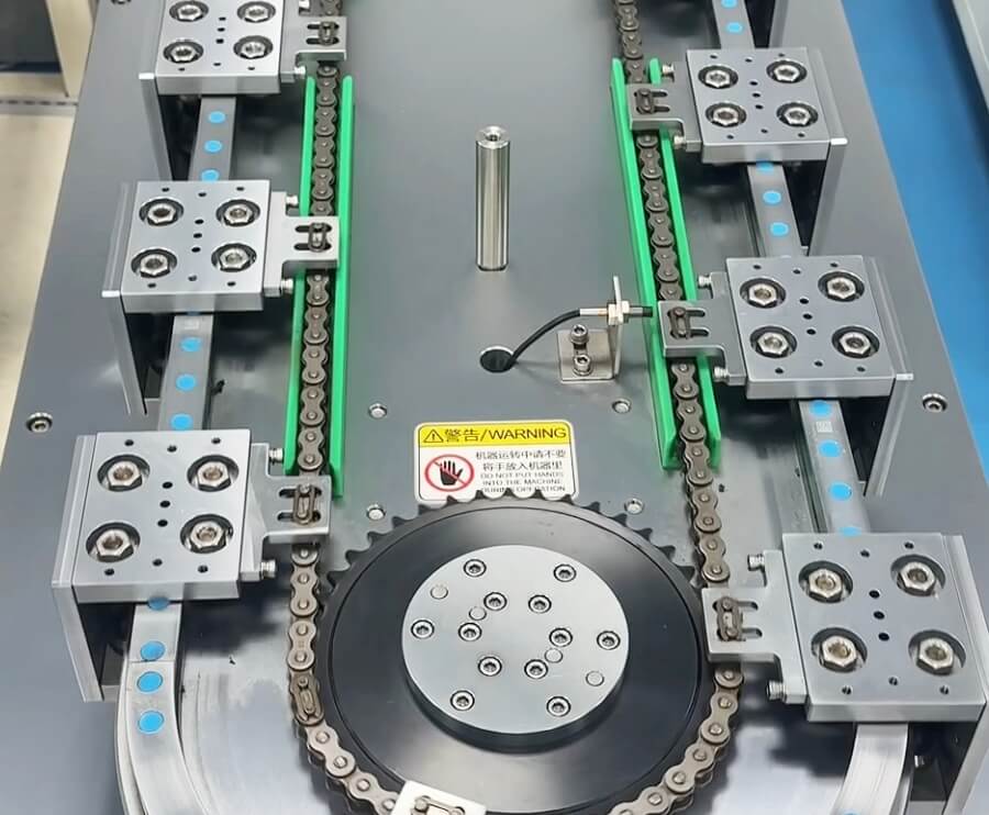 UHMW Chain Guides installed on industrial conveyor transport line